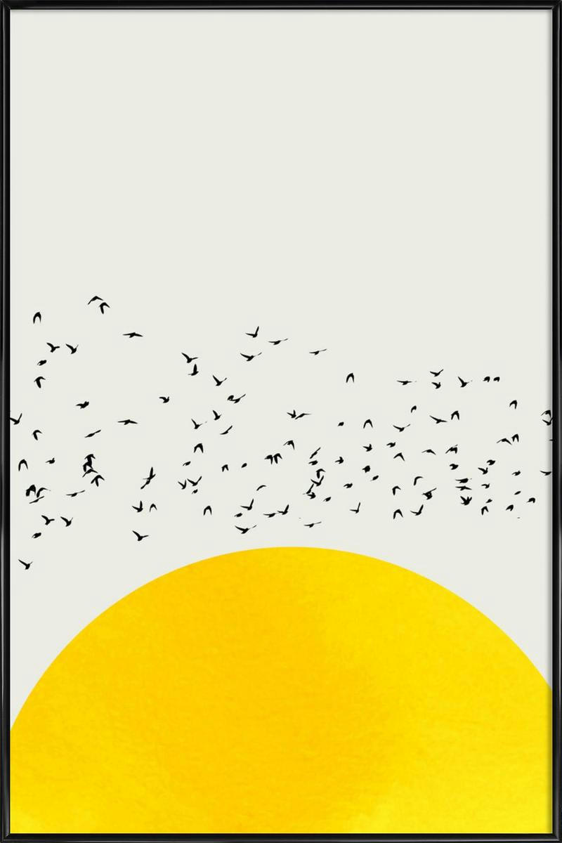 A THOUSAND BIRDS - Affiche dans cadre standard (noir) jaune 20x30