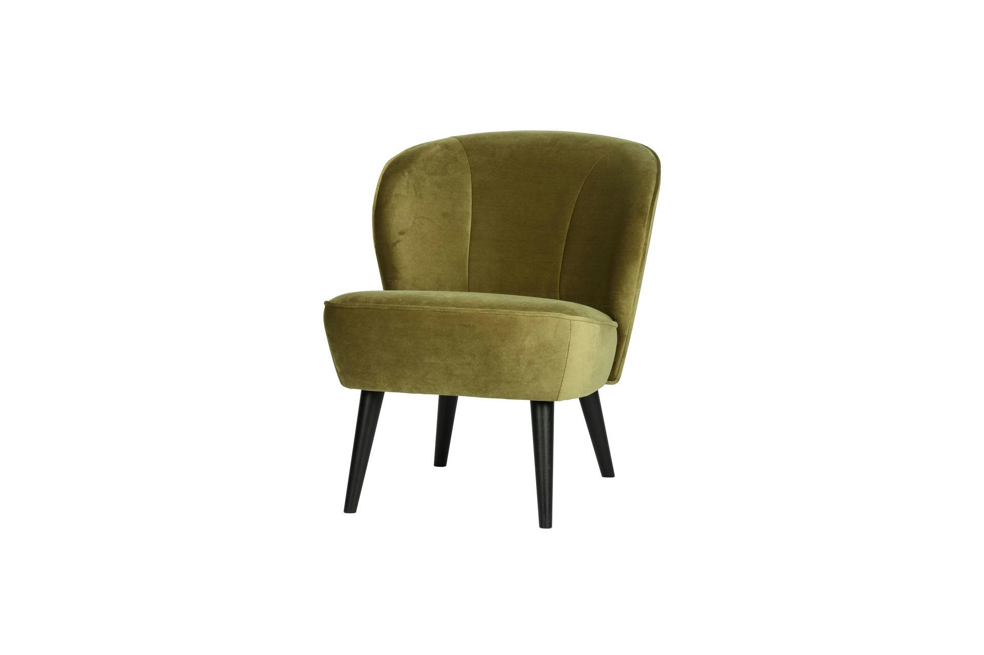 SARA - Fauteuil en velour vert olive