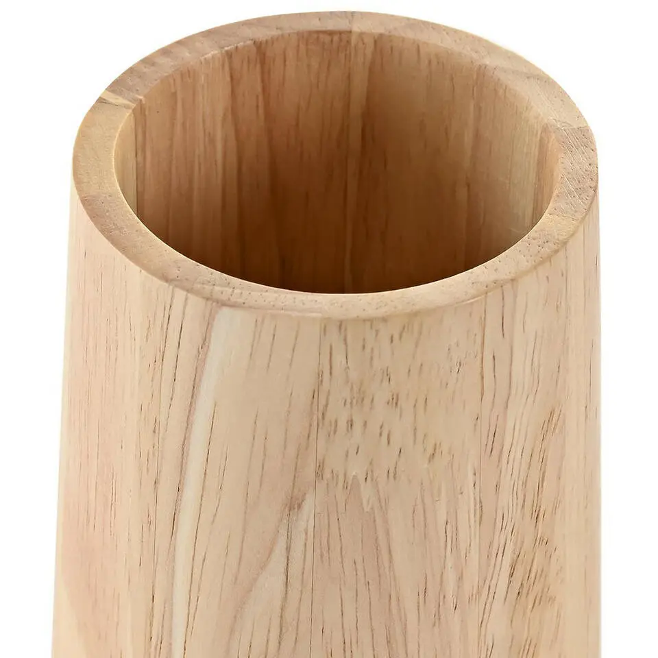 Items Tandenborstelhouder / drinkbeker - hout - beige - 8 x 11 cm