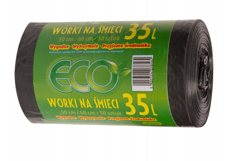 Worki na śmieci LDPE ECO czarne bardzo mocne 35 l - 50 szt.