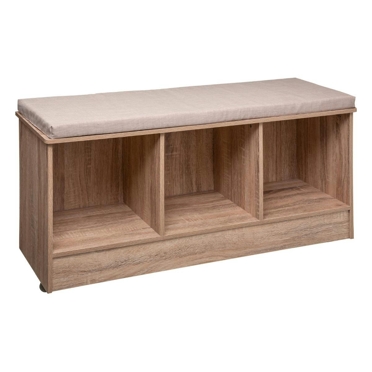 - Banc en bois 3 casiers - 105x34x49.5cm