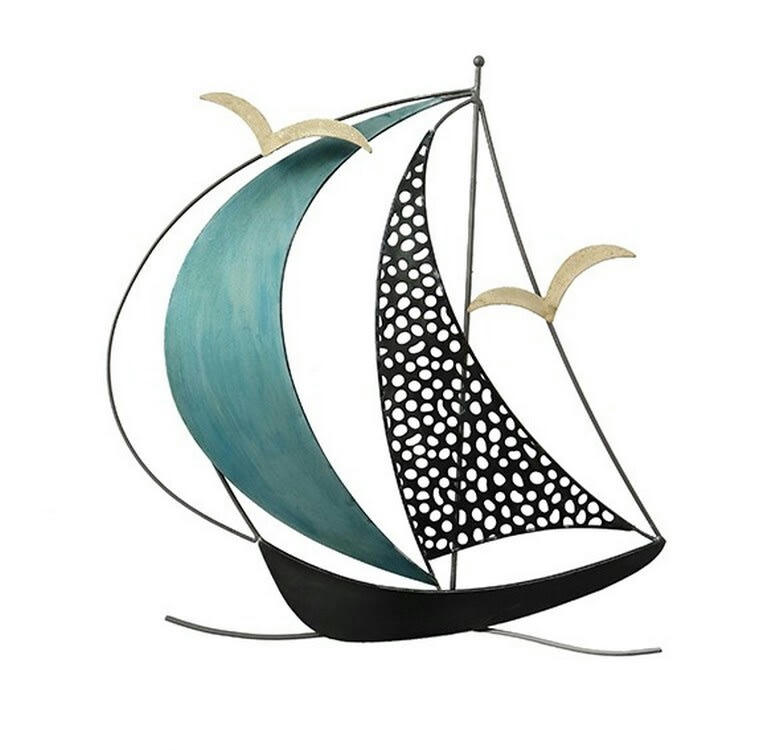 CASSIS - Décoration murale en métal blue sailing 43x42x3