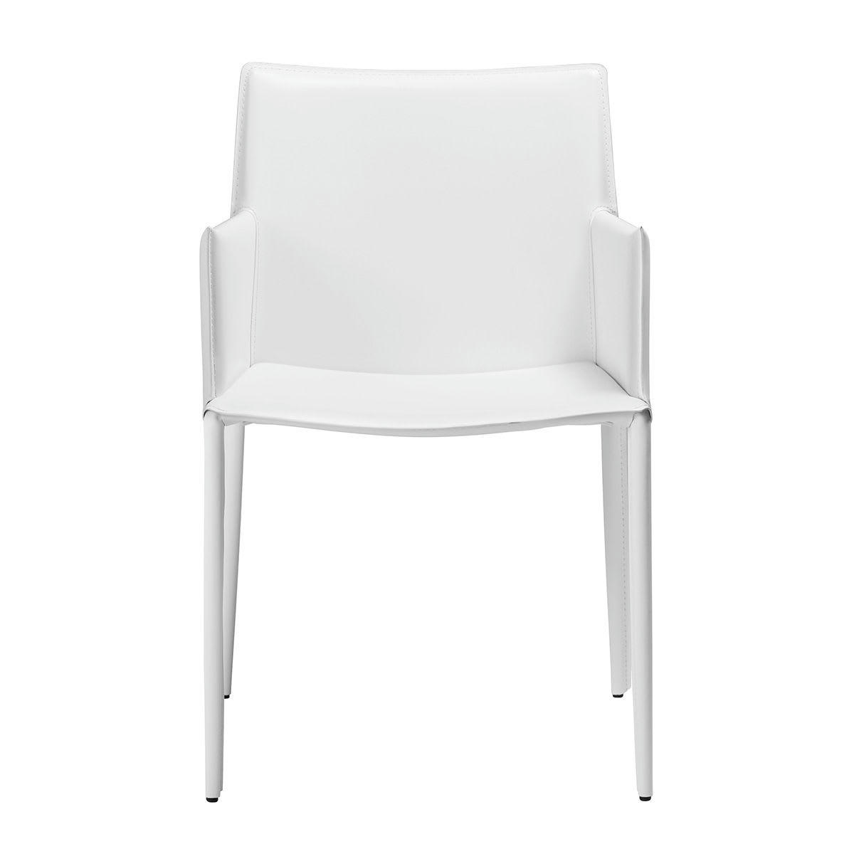 SOLÈNE - Fauteuil cuir blanc avec accoudoirs