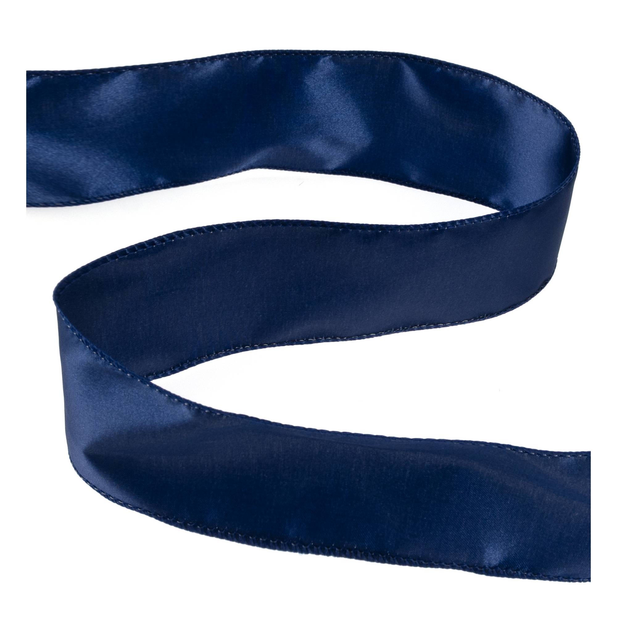 Navy Wire Edge Satin Ribbon 63mm x 3m