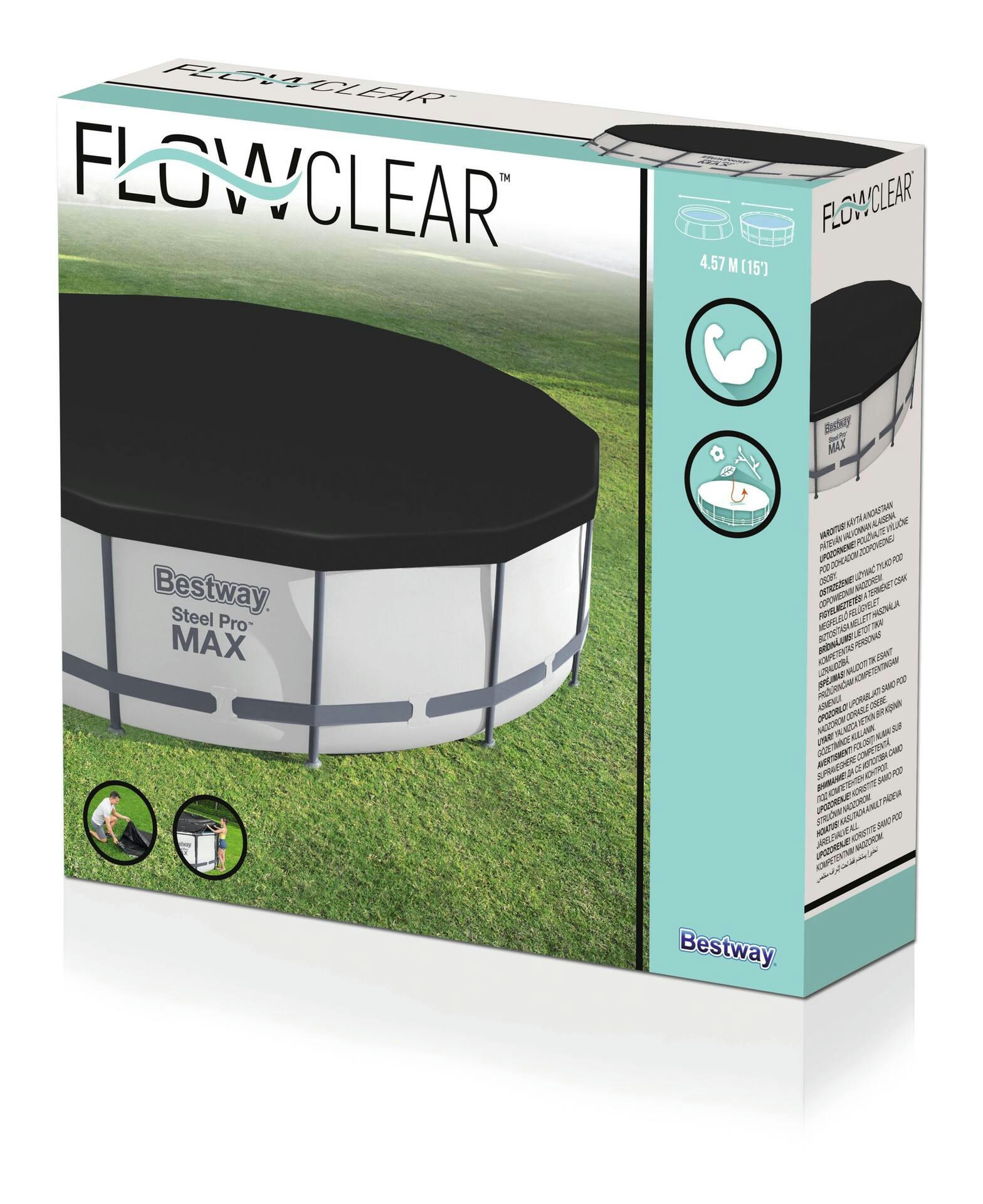 Bestway Flowclear™ Fast Set Steel Pro Max Frame Debris Pool Cover, Black, 15-ft