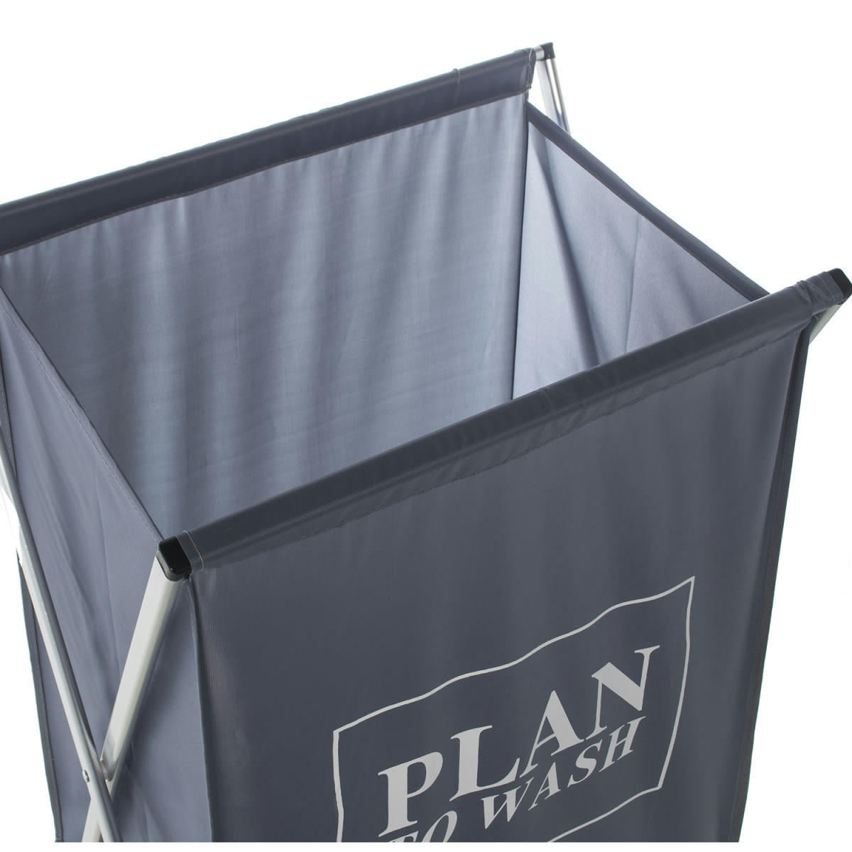 PLAN TO WASH - Panier à linge aluminium et polyester gris 45x32x71cm
