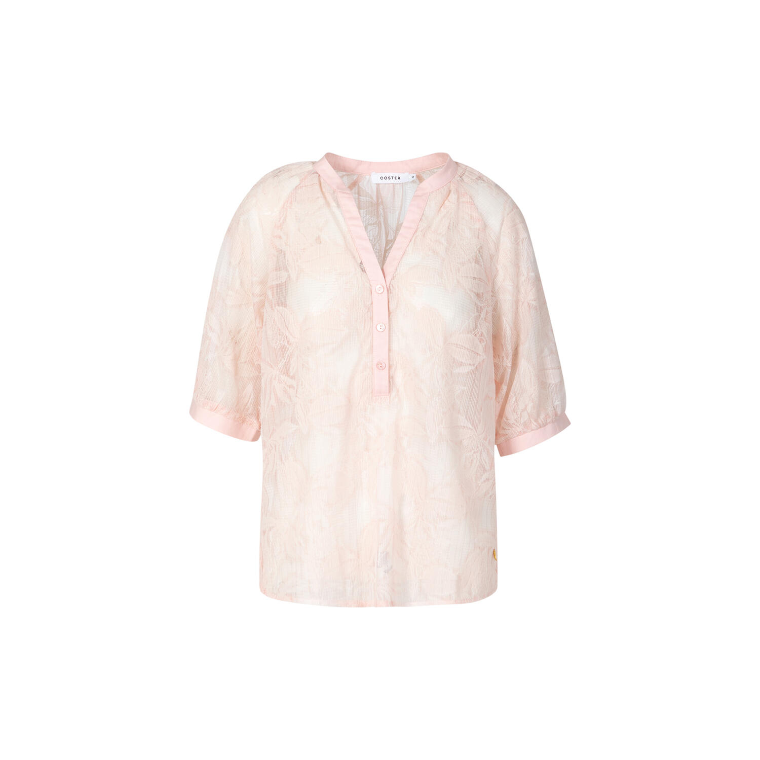 Transparent shirt with flowers, pale rose