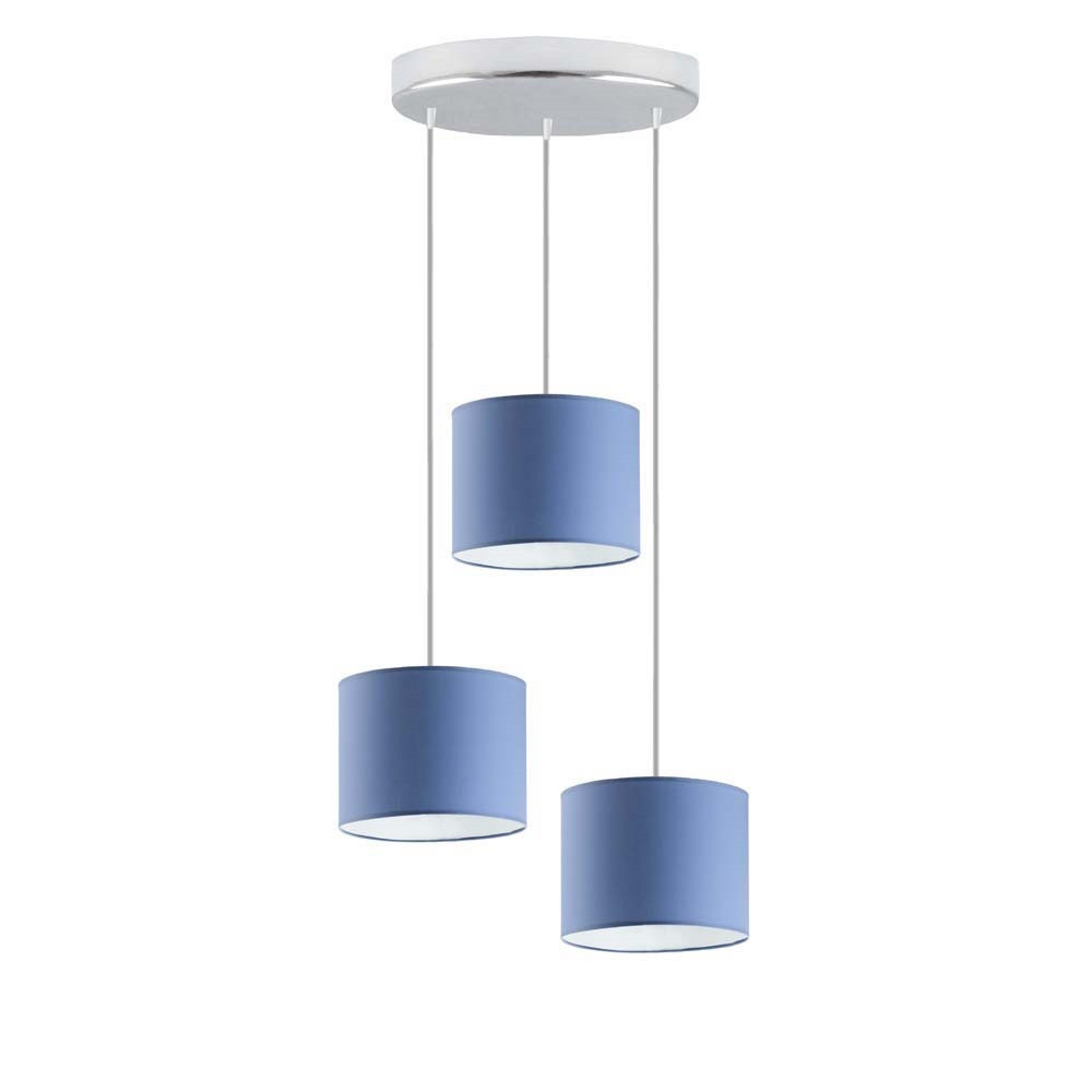 Lampa wisząca loft PUEBLO 3 klosze Chrom/ Niebieski