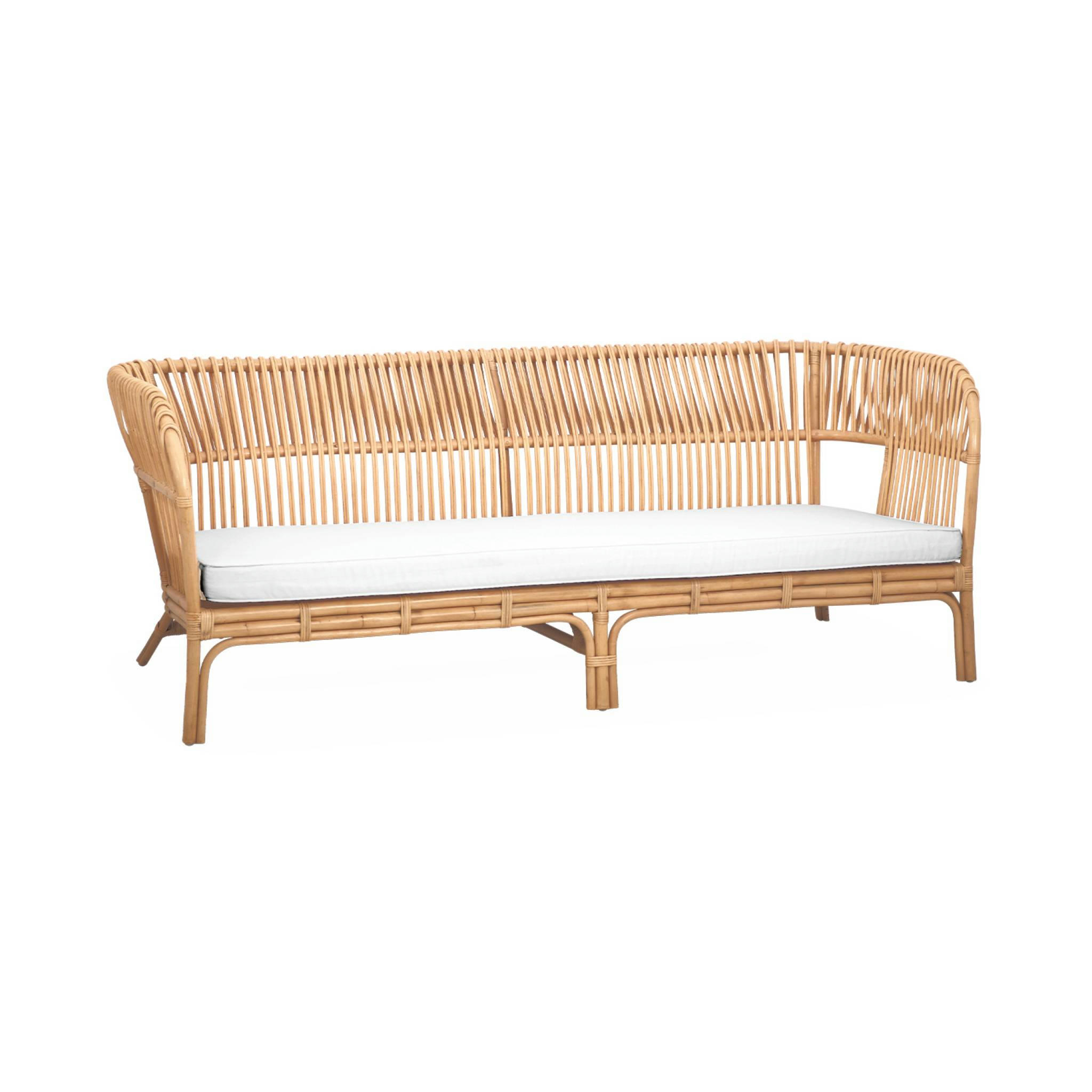 MOOREA - Banquette 3 places en rotin + coussin d'assise