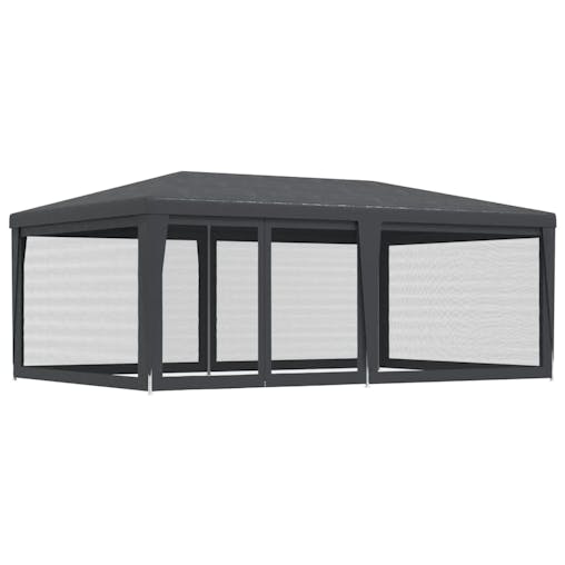 NNEVL Party Tent with 6 Mesh Sidewalls Anthracite 6x4 m HDPE