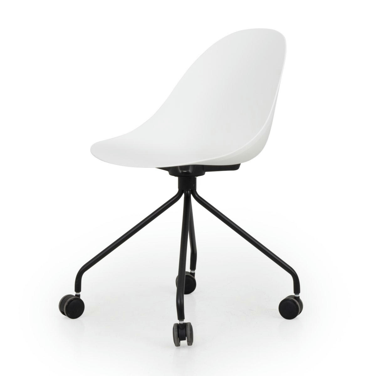 SWIMMY - Chaise de bureau design à roulette en plastique blanc