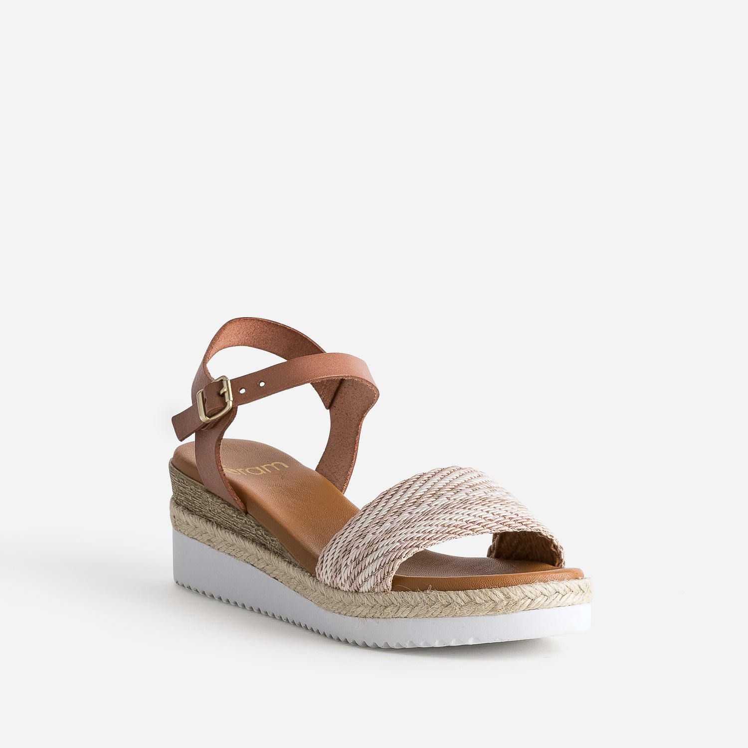 Sandale compensée en cuir éco-conçu