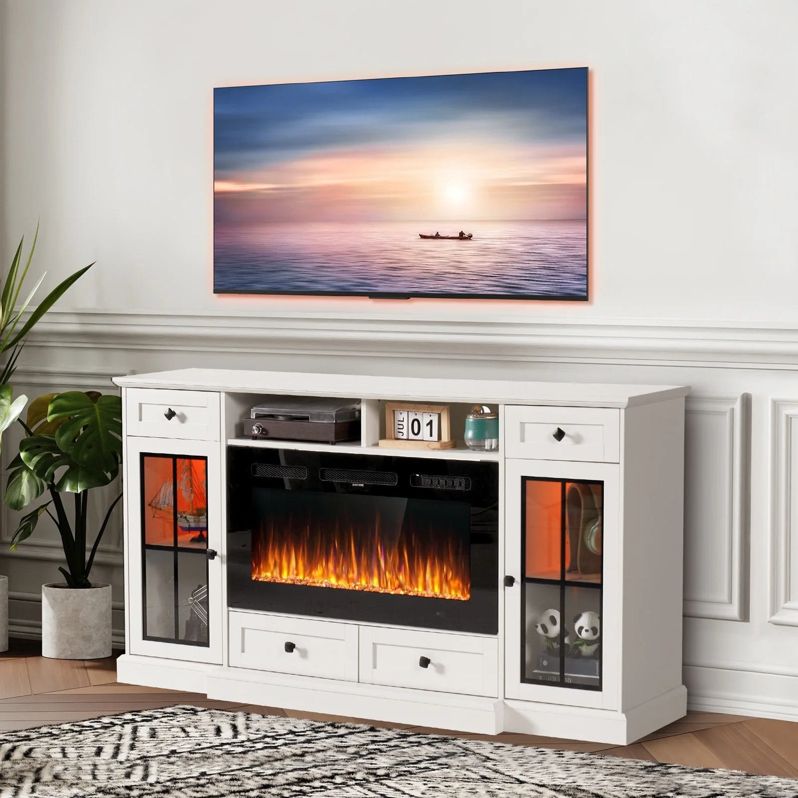 68 Fireplace TV Stand for TVs up to 78 Inch