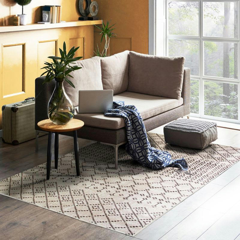 BROCANTE - Tapis pour intérieur-extérieur motif berbère sable 120x170