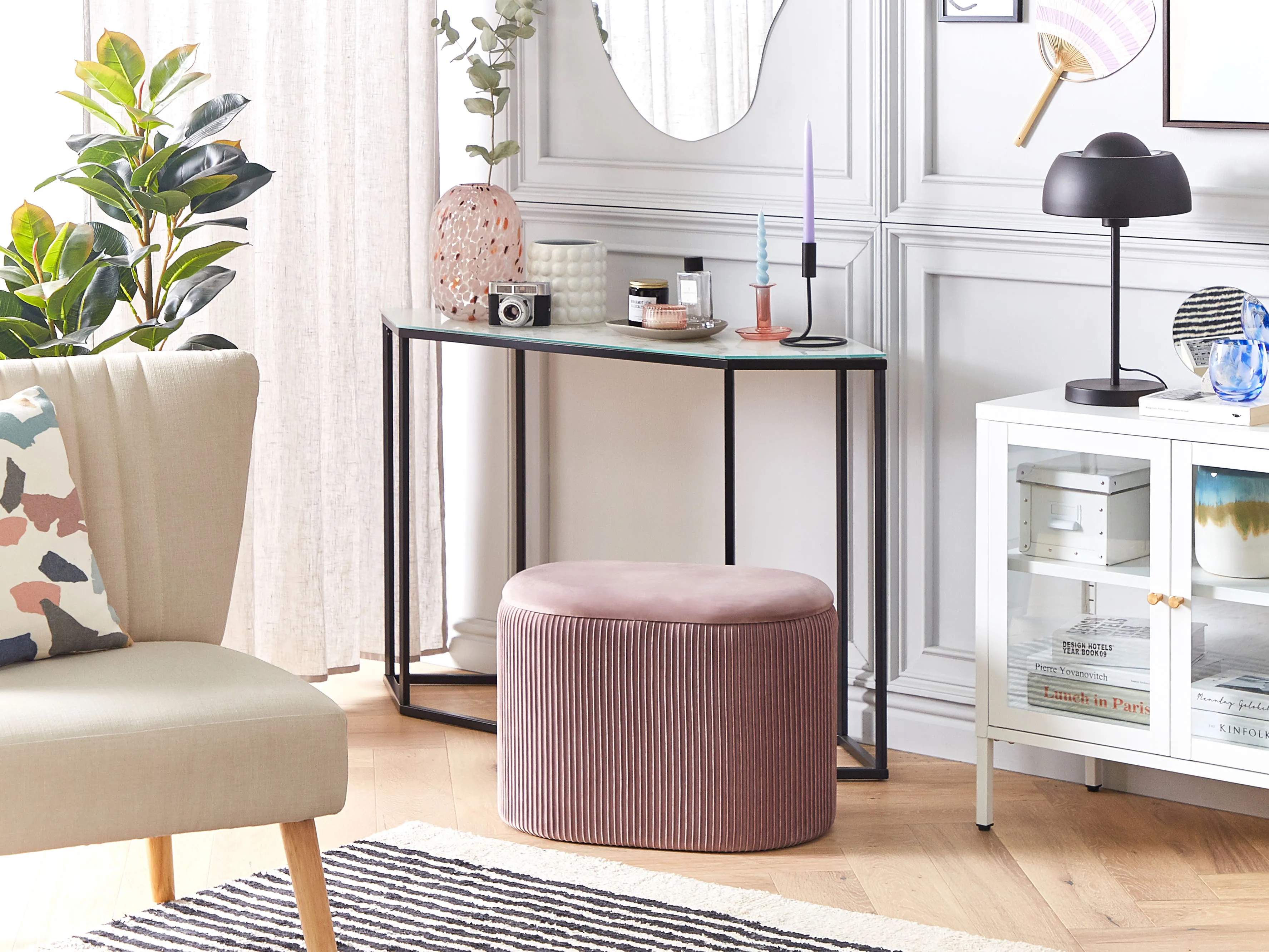 Storage Pouffe RICHLAND Velvet Pink