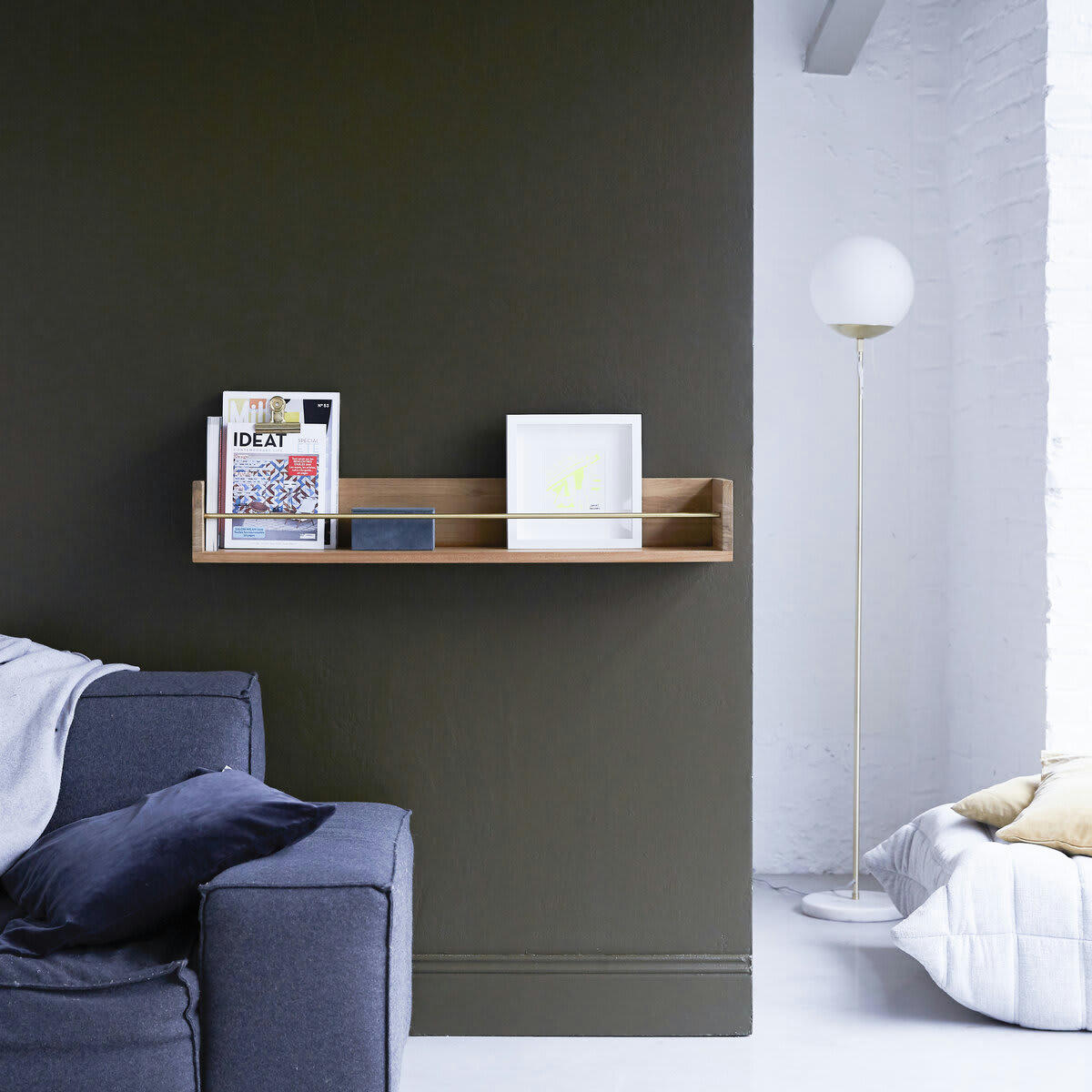 SASHA - Etagère murale en teck massif 100 cm