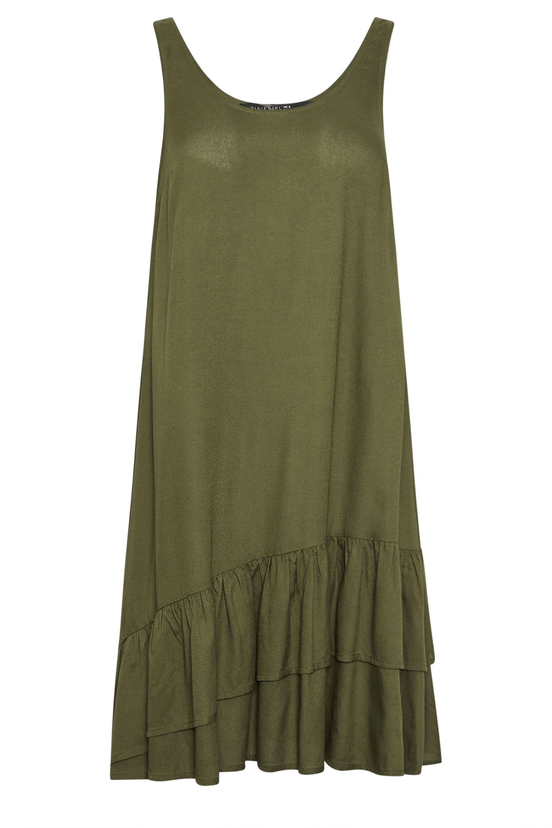 PixieGirl Petite Asymmetric Frill Midi Dress