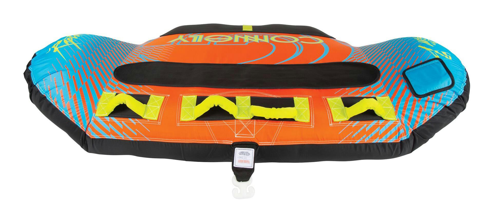 Connelly Raptor 2 Air-Pump Inflatable Water Boating 2-Rider Towable Tube, Blue/Orange