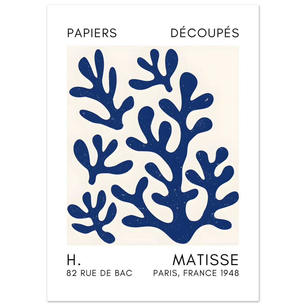 Artfulprints Poster Matisse – Coral shadows navy blue II  - 50x70 cm - Blauw
