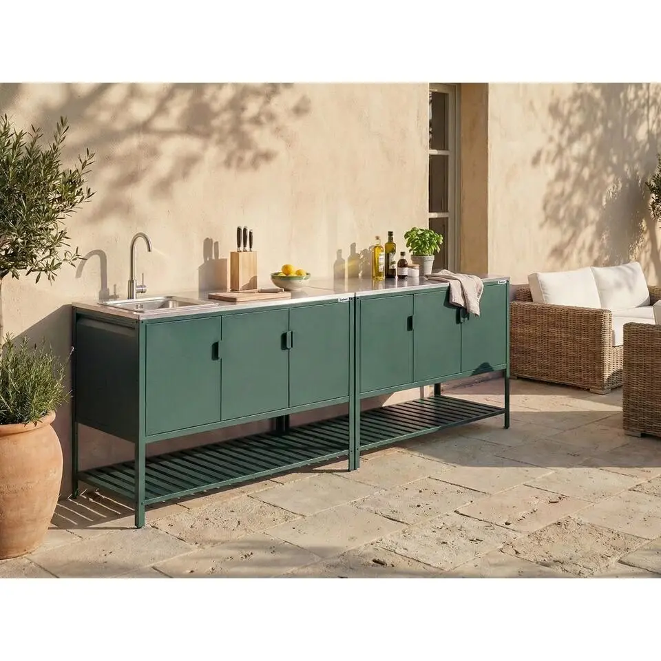 MAENZA - Tuin keunkenset met spoelbak - Groen - Staal