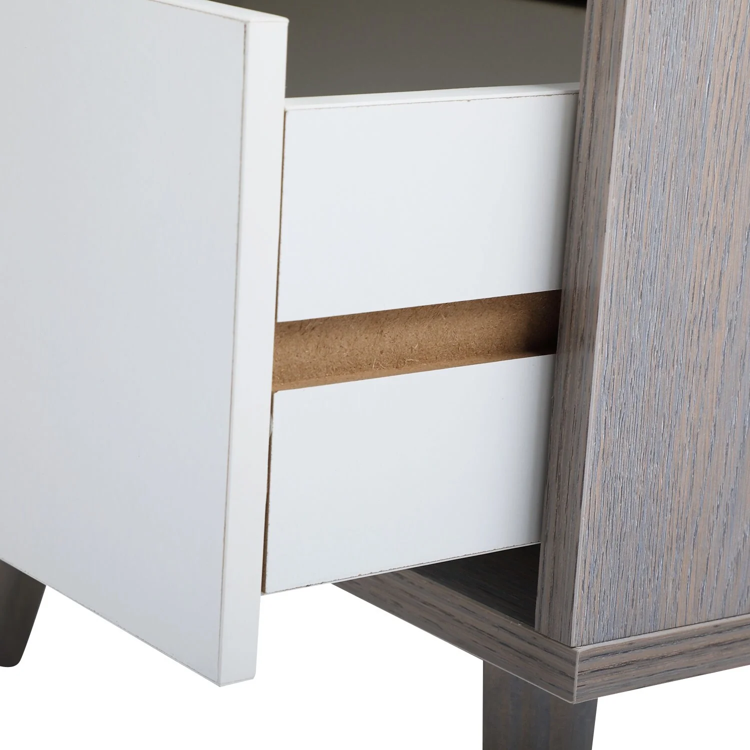 Set Of 2 Low Foot Bedside Table With Drawer Storage Compartment