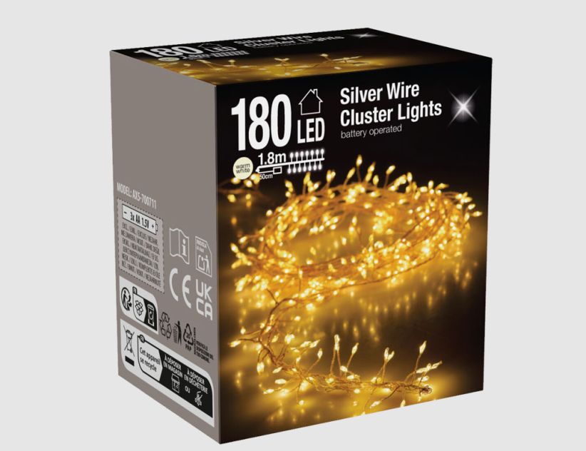 Drahtbeleuchtung 180 LED Cluster 1,8m