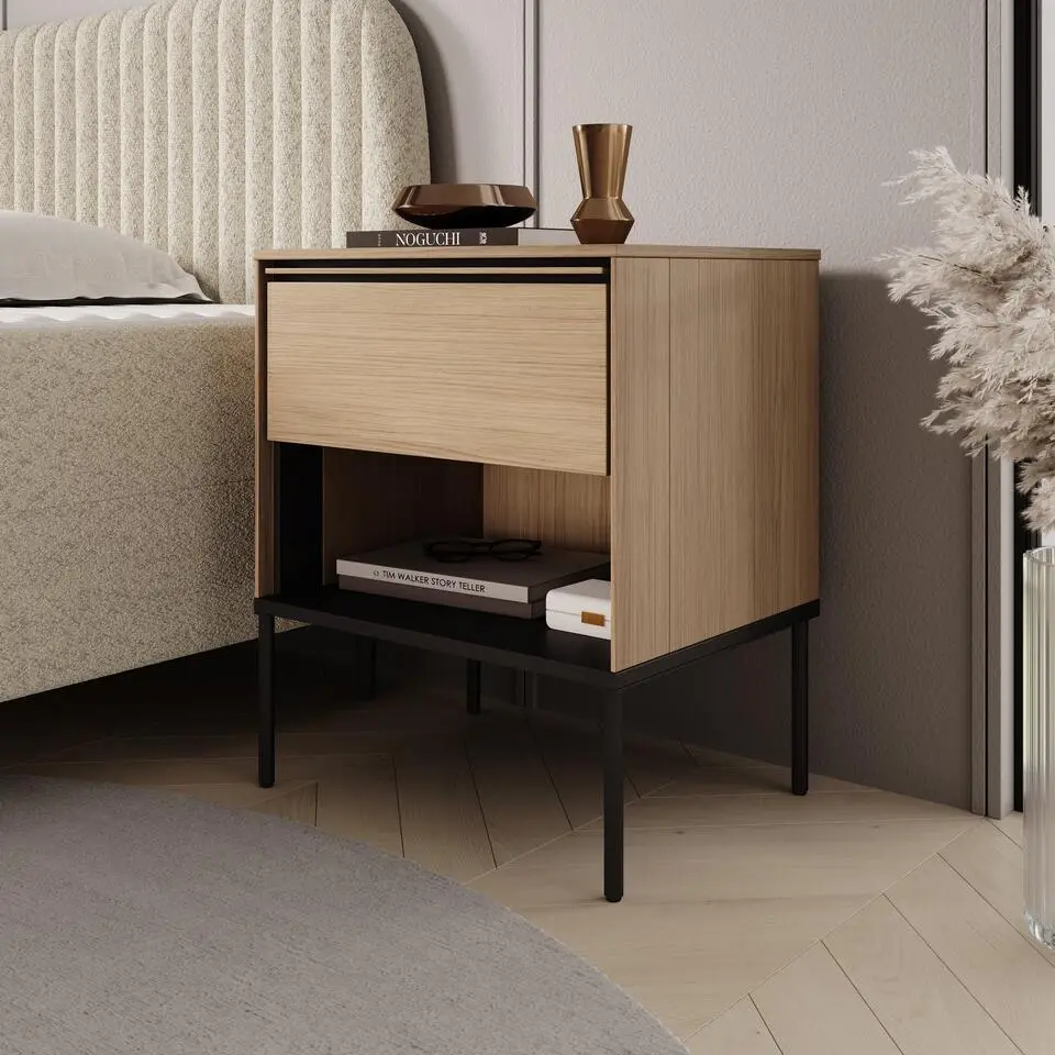 Meubella - Vicious - Nachtkastje - Eiken - 51x41x62 cm