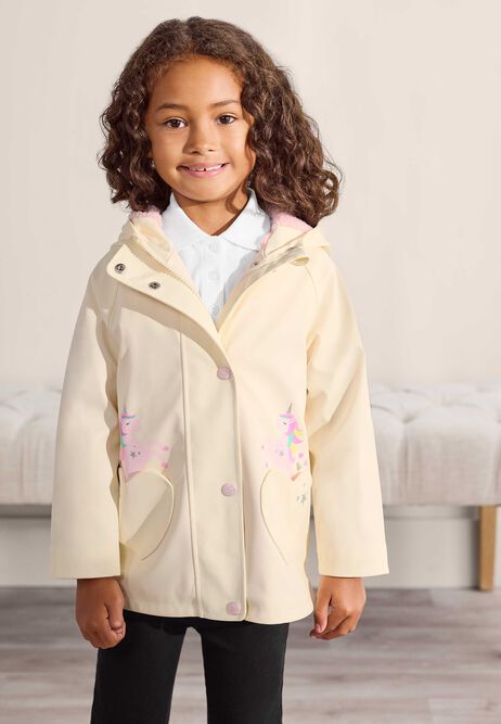 Younger Girls Cream Unicorn Coat