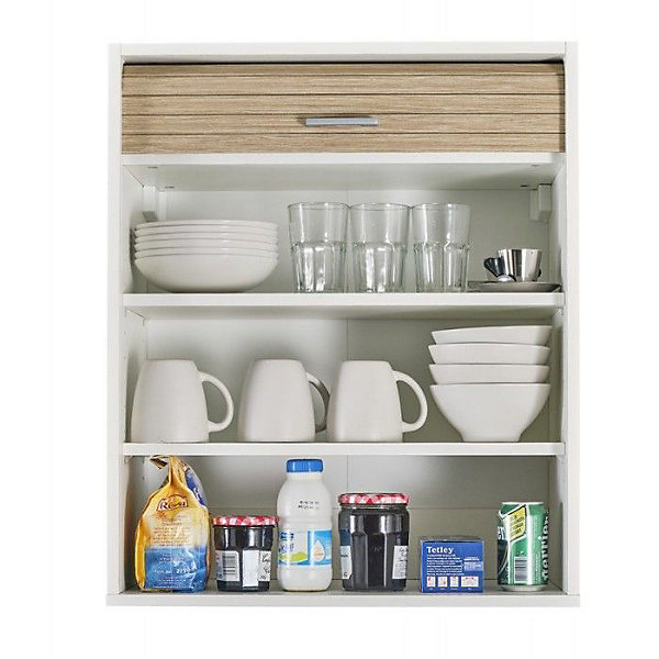 Meuble Cuisine Blanc Rideau Noir Chêne ou Alu Larg 60 Haut 72 Prof 35 cm - Chêne Naturel - L 60 x l 35 x H 72 cm