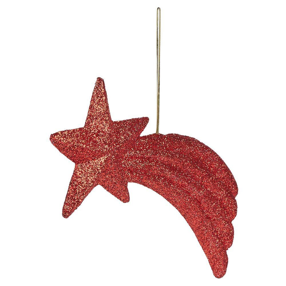 étoile filante à suspendre rouge pailleté