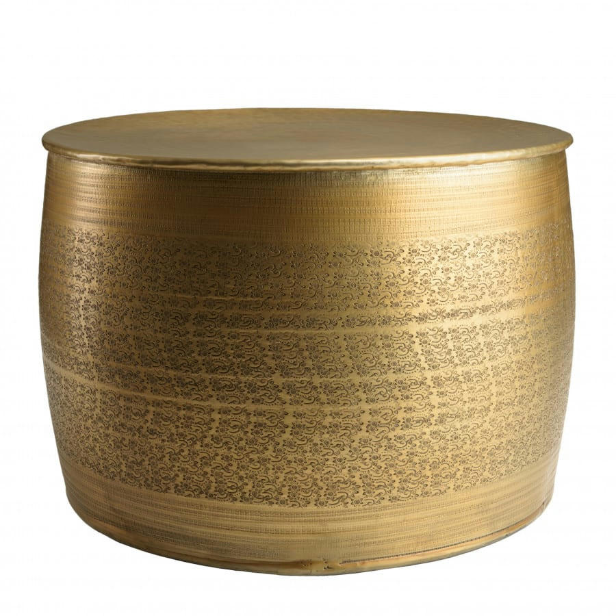 HONORE - Table basse alu couleur laiton pied motifs arabesques