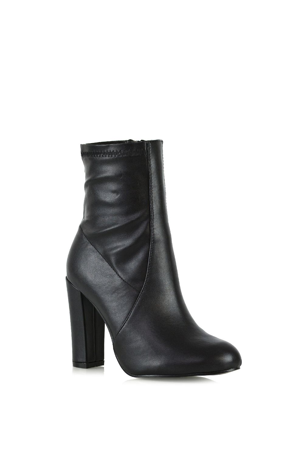 XY London Margot' Block High Heeled Zip-up Stretch Sock Ankle Boots