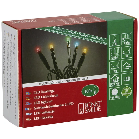 LED-Lichterkette, mehrfarbig, Netzbetrieb, Kabellänge: 9,93 m