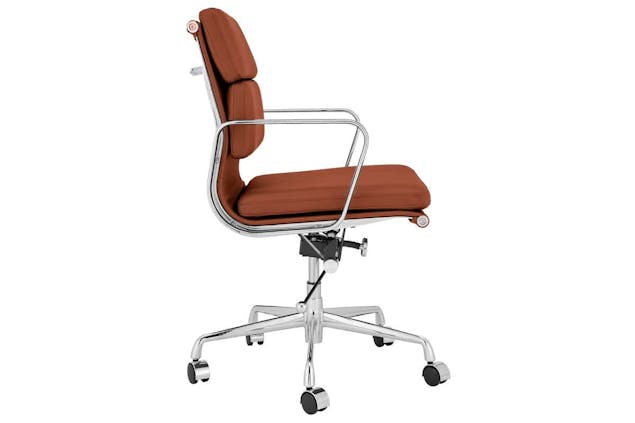 NNEKGE Replica Eames Group Standard Aluminium Padded Low Back Office Chair (Black Leather)