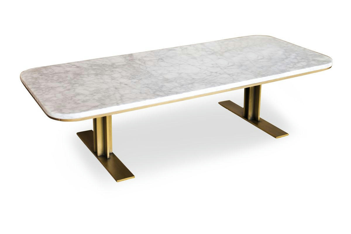 CARRERA - Table basse en laiton et marbre blanc