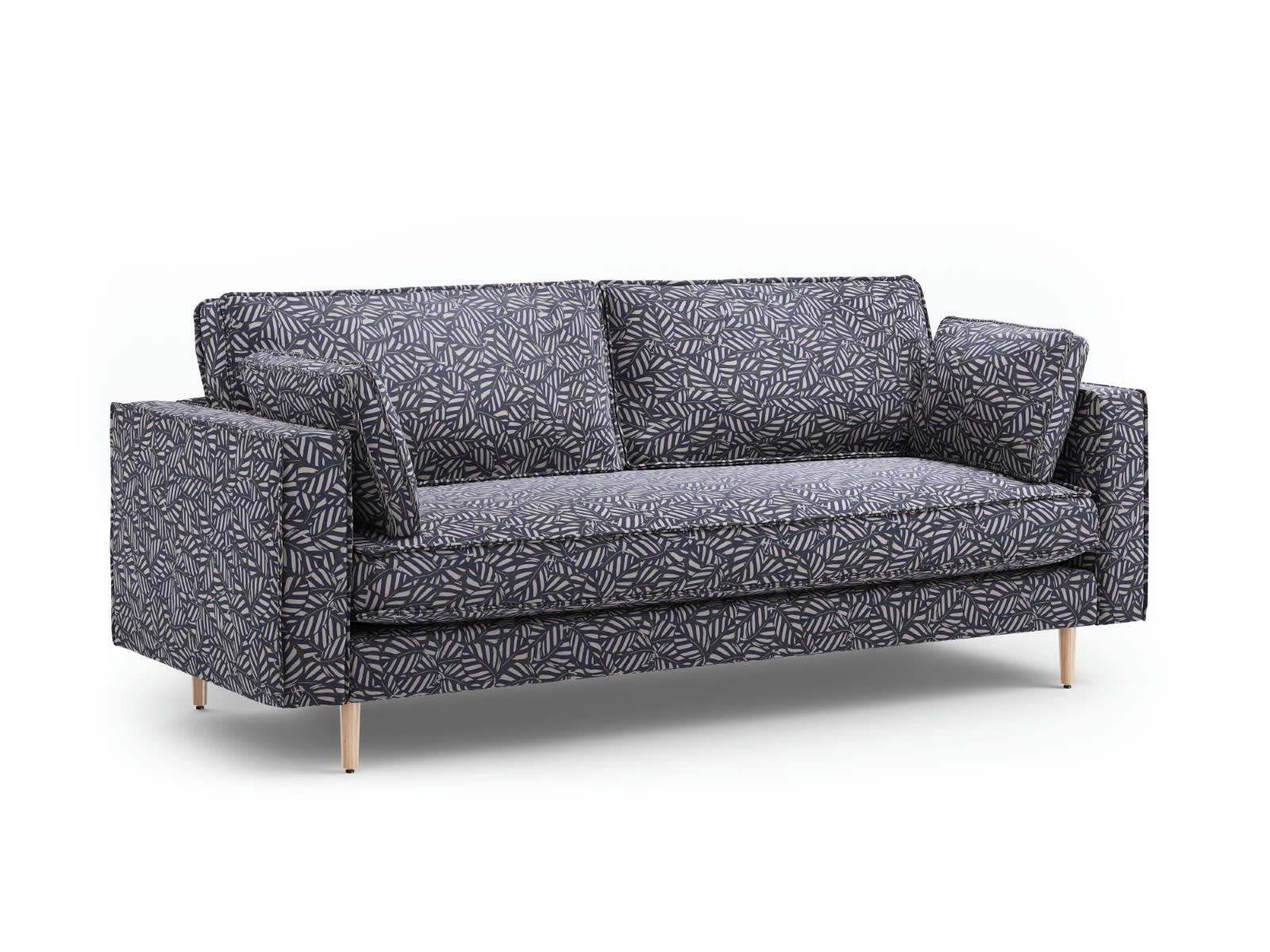 ALEXIS - Canapé 3 places en Velours Motif bleu marine