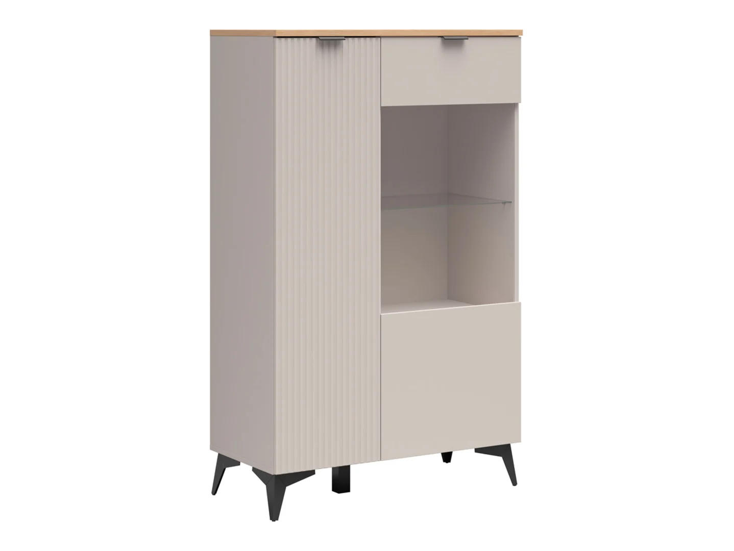 Witryna Velton 85 cm z 2 drzwiami niska kaszmir/dąb artisan