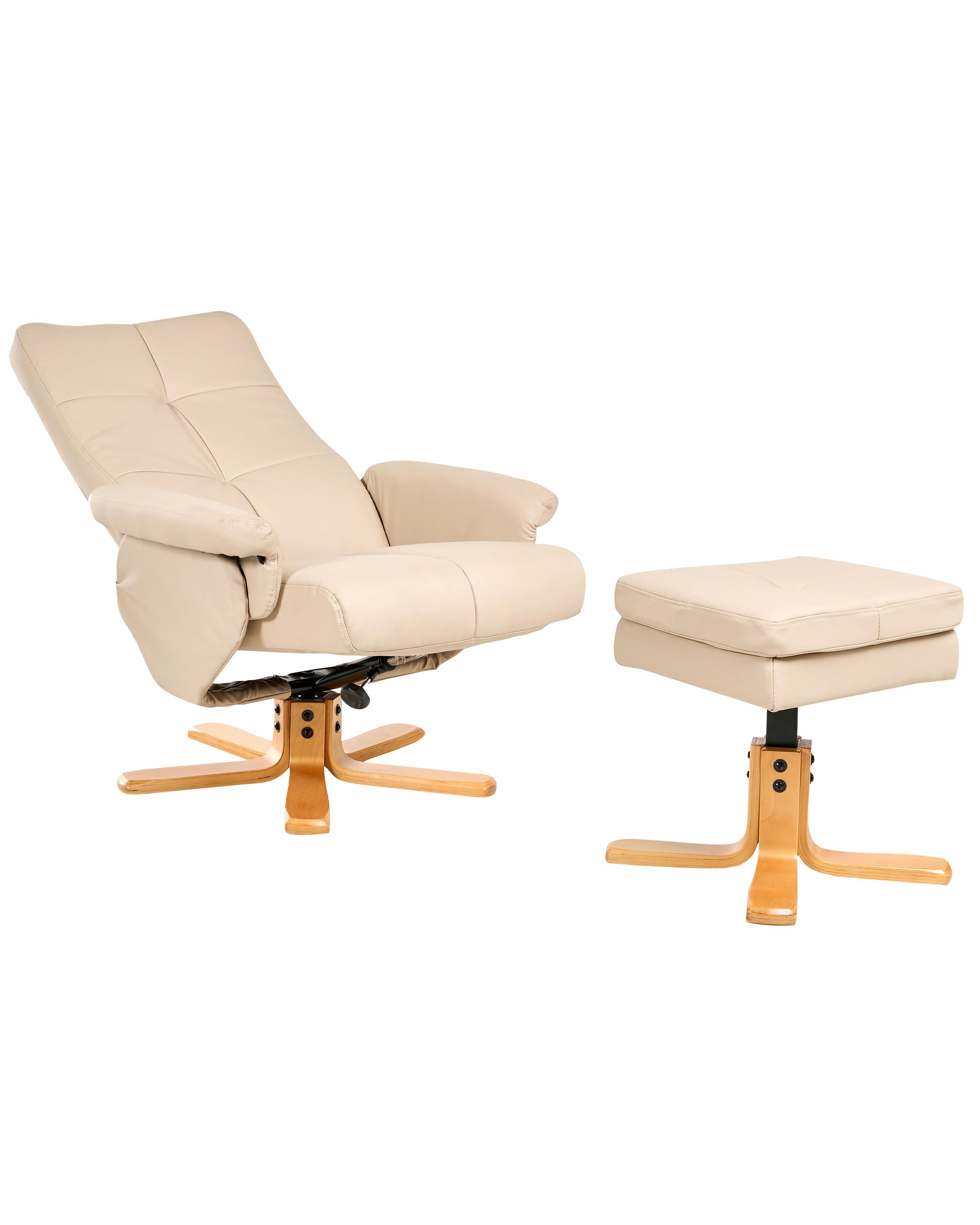 Recliner Chair EPSE with Footstool Faux Leather Beige