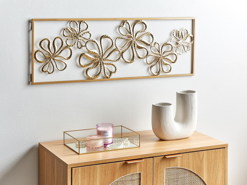 Dekoracja ścienna metalowa złota 90 x 31 cm
