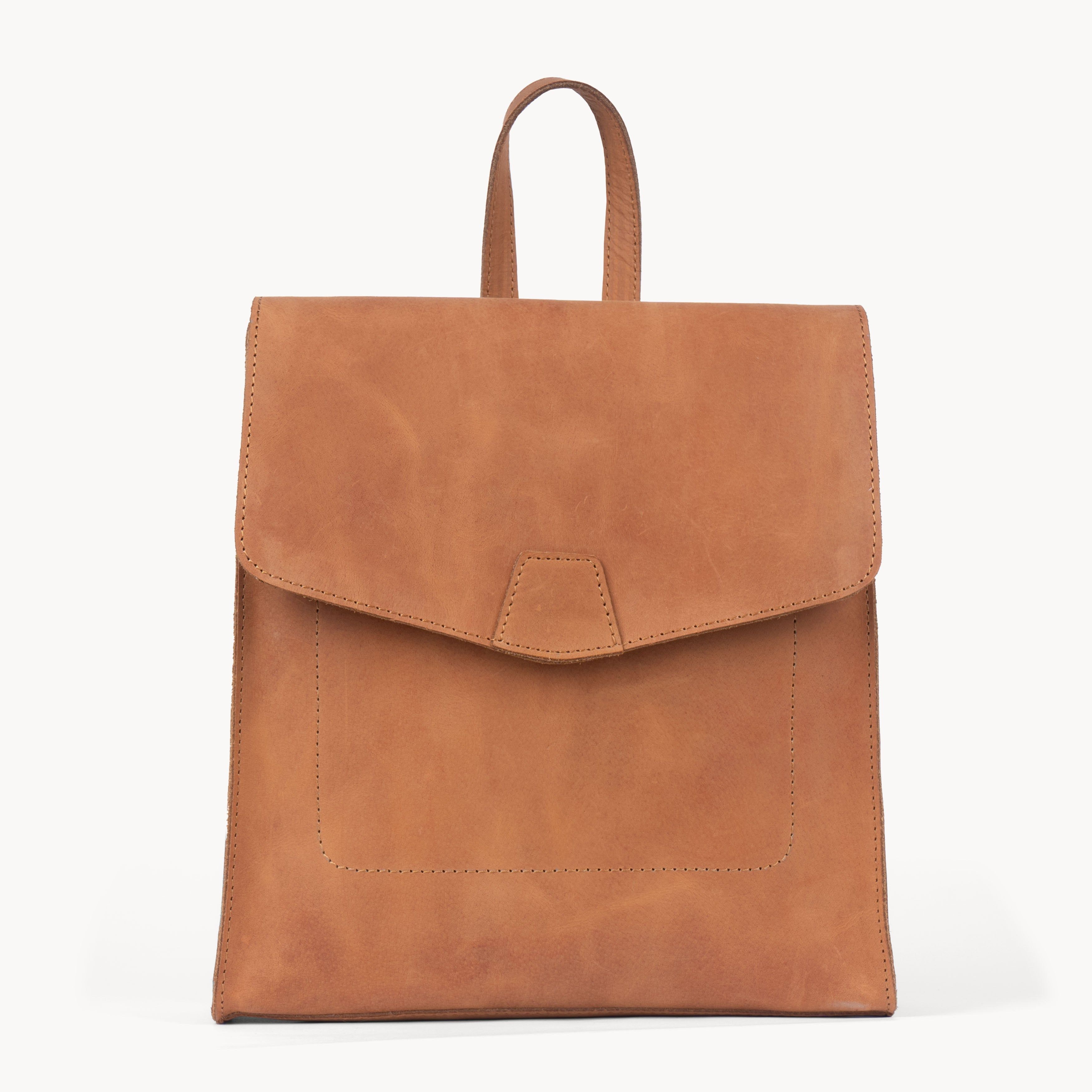 Assots London MARGARET' Distressed Vintage Real Leather Flap Over Backpack