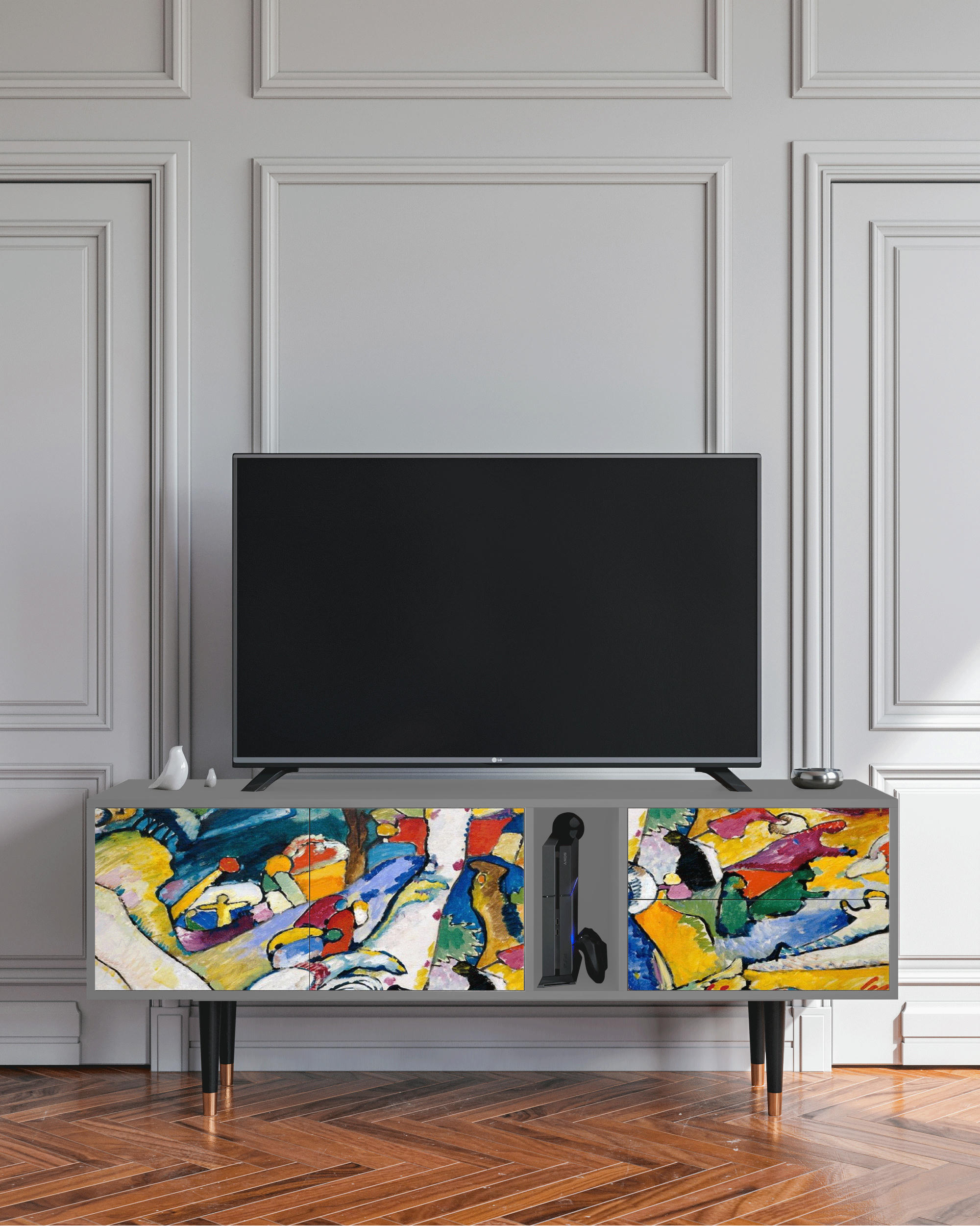 IMPROVISATION 26 BY WASSILY KANDINSKY - Meuble TV  multicolore 2 tiroirs et 2 portes L 170 cm