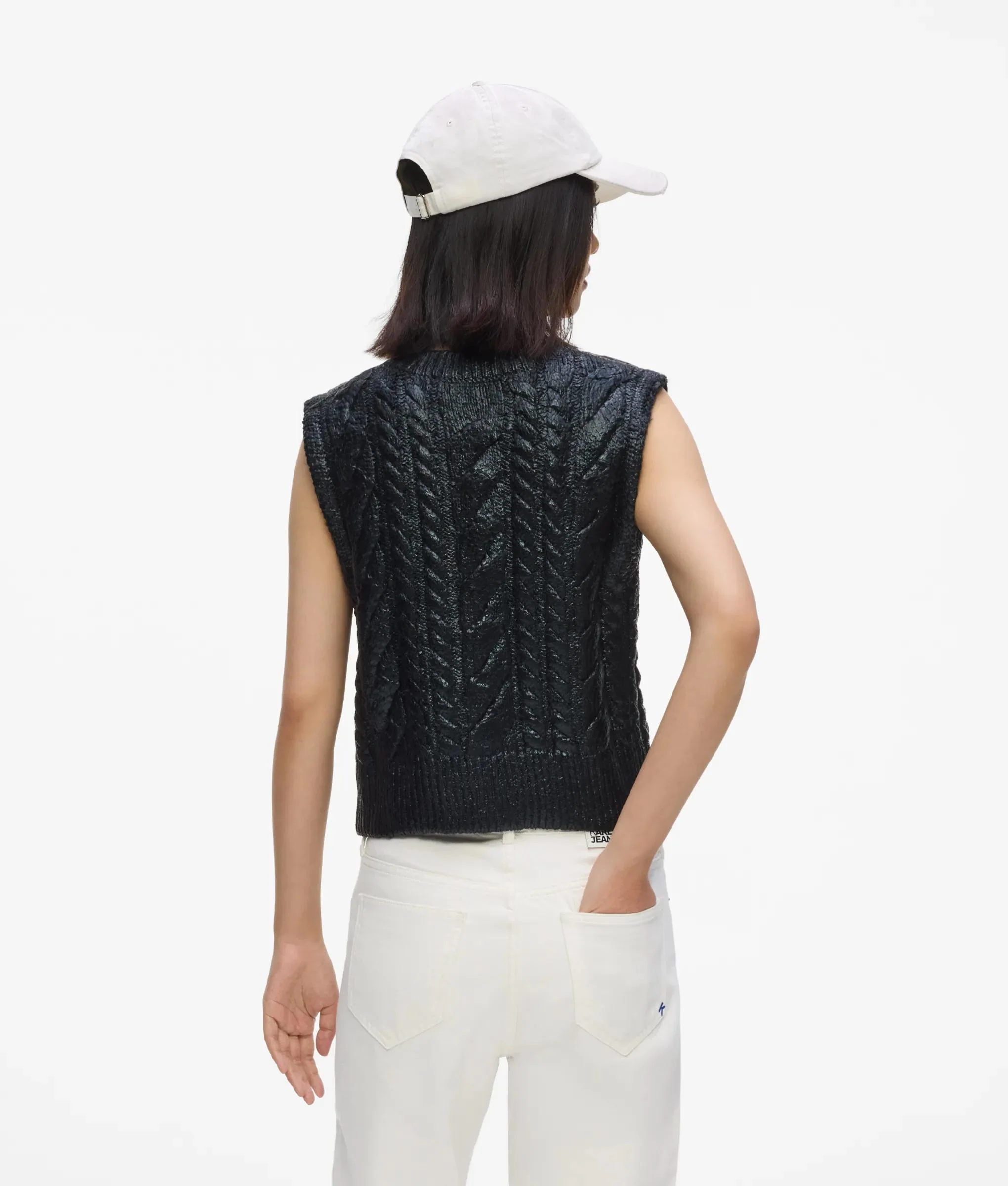 Gilet cropped en laine torsadée