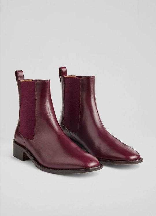 Hattie Leather Burgundy Ankle Boots