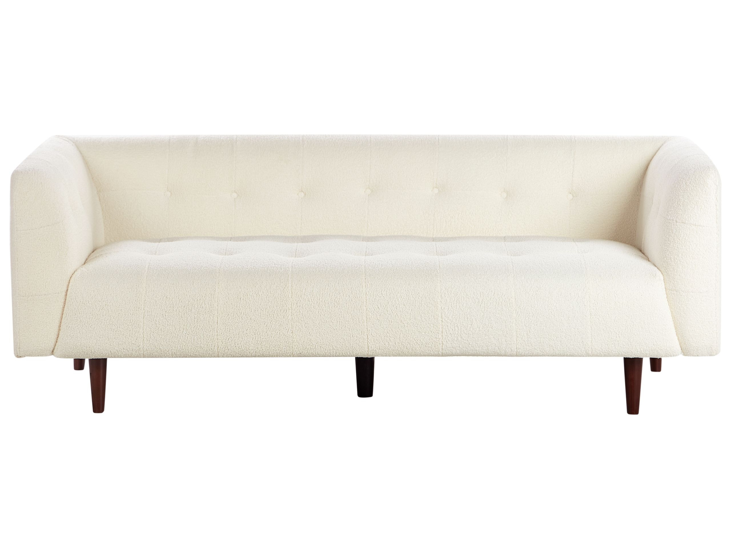 Sofa pikowana boucle tapicerowana biel