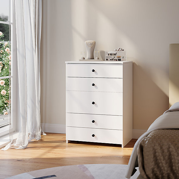 Commode Blanche SIRHONA L600xL450xH830mm Coiffeuse   Chaise   Miroir LED   Grand Rangement   Roulettes universelles