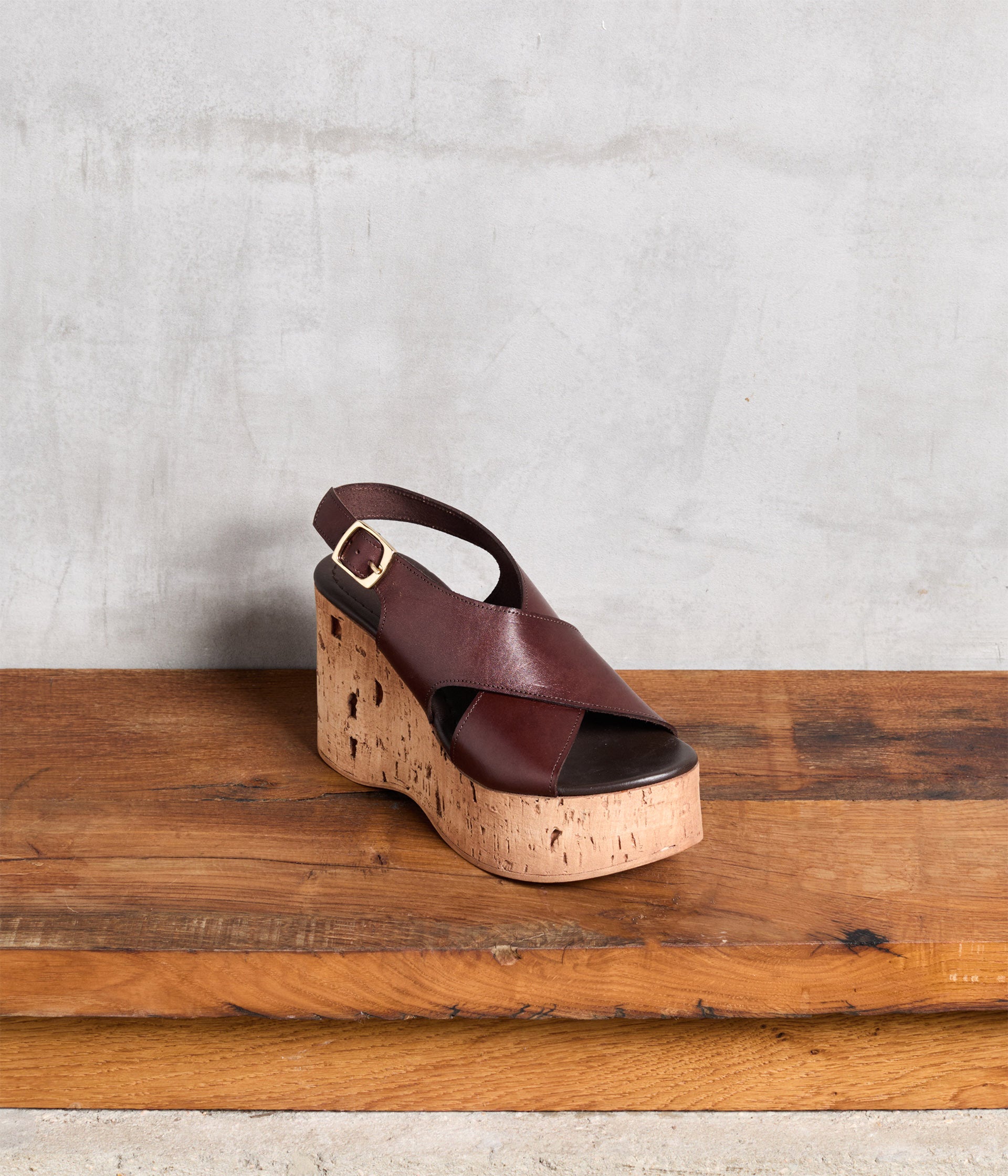 Sandales en cuir choco Fiona