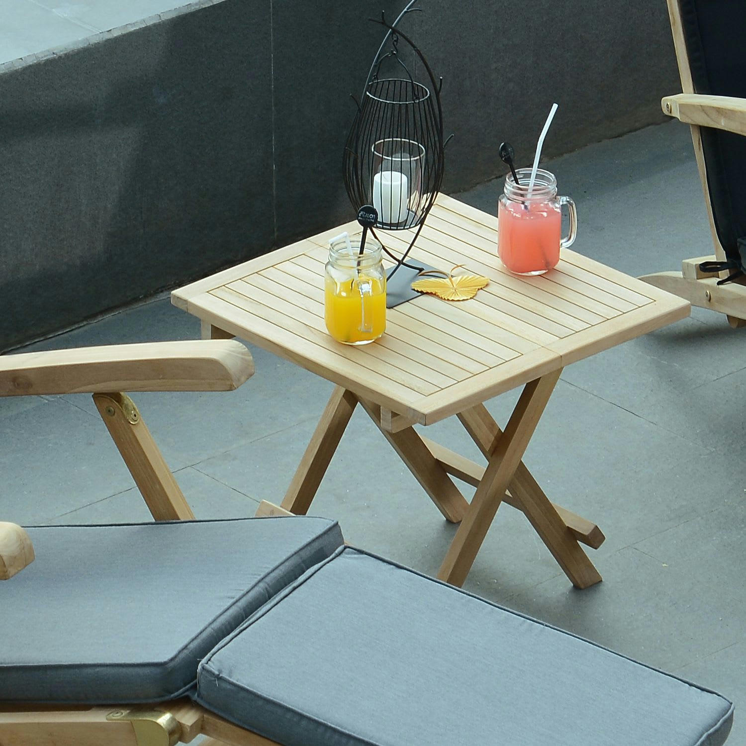 KENTO - Table basse pliante de jardin en teck massif L50 cm