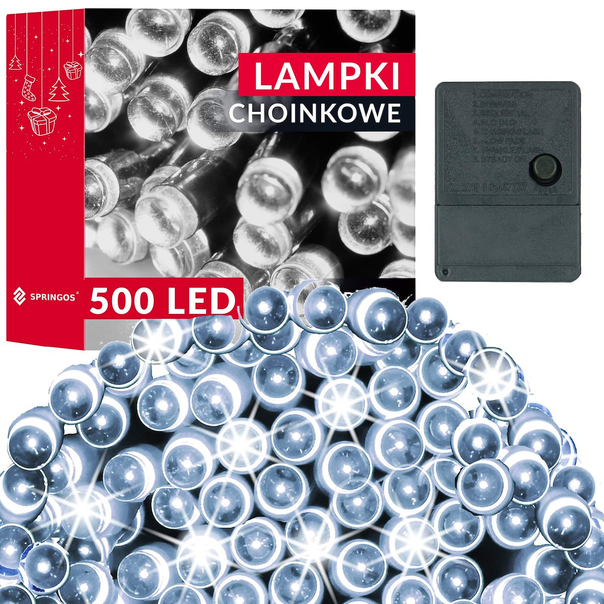 Lampki świąteczne 500 Led biały zimny 34,5 m oświetlenie