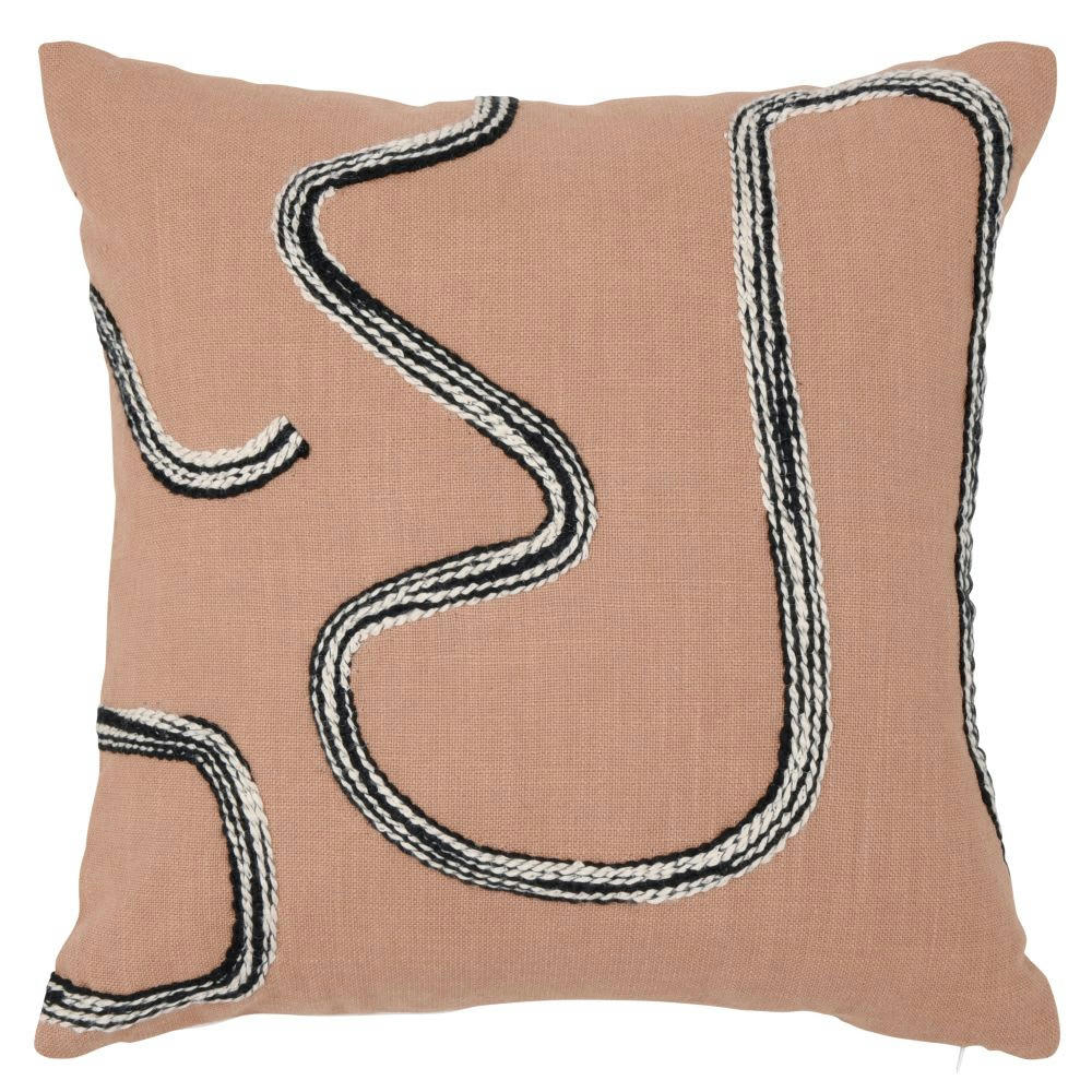 DARRI - Housse de coussin en coton motifs beiges, noirs et blancs 40x40