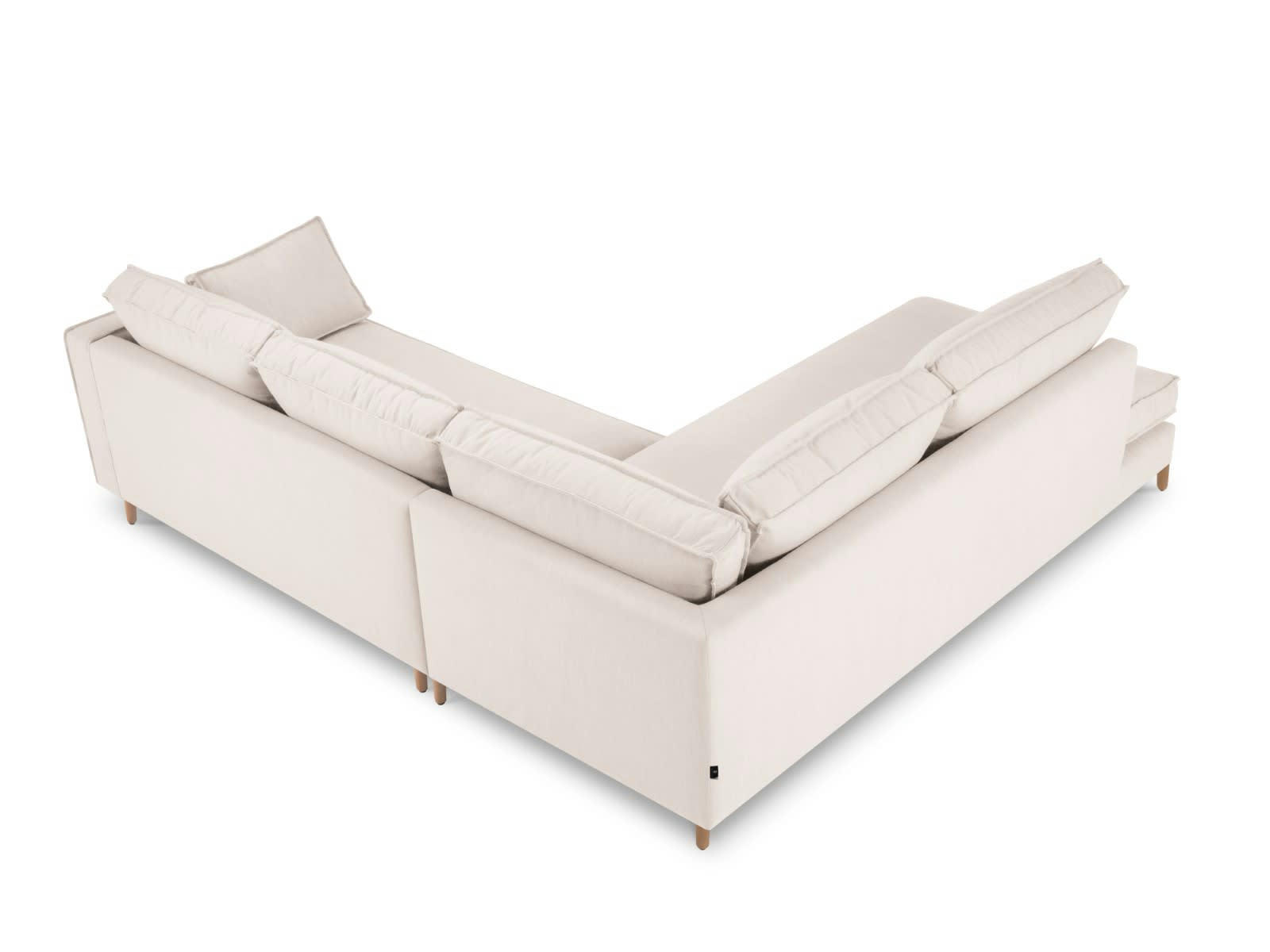 ALEXIS - Canapé D'Angle Gauche 5 places en Tissu Structurel Beige Clair